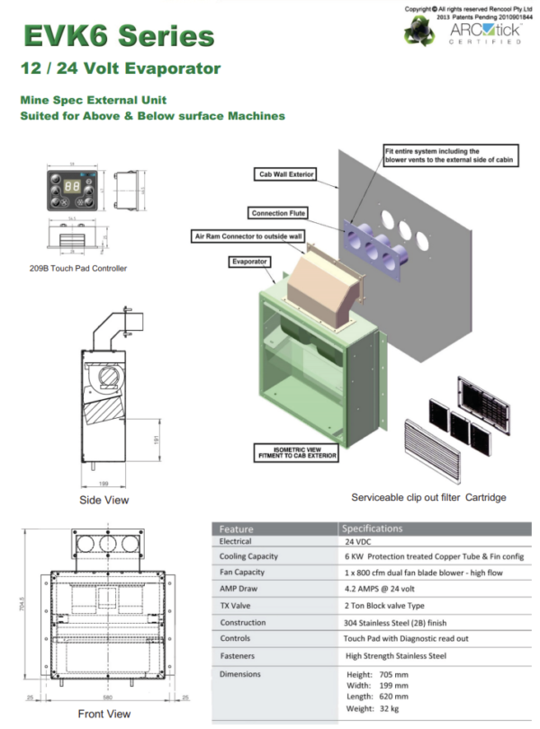 Rencool EVK6 – 12V or 24V Evaporator - Image 2